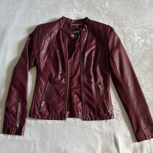 Express Deep Red Faux Leather Jacket